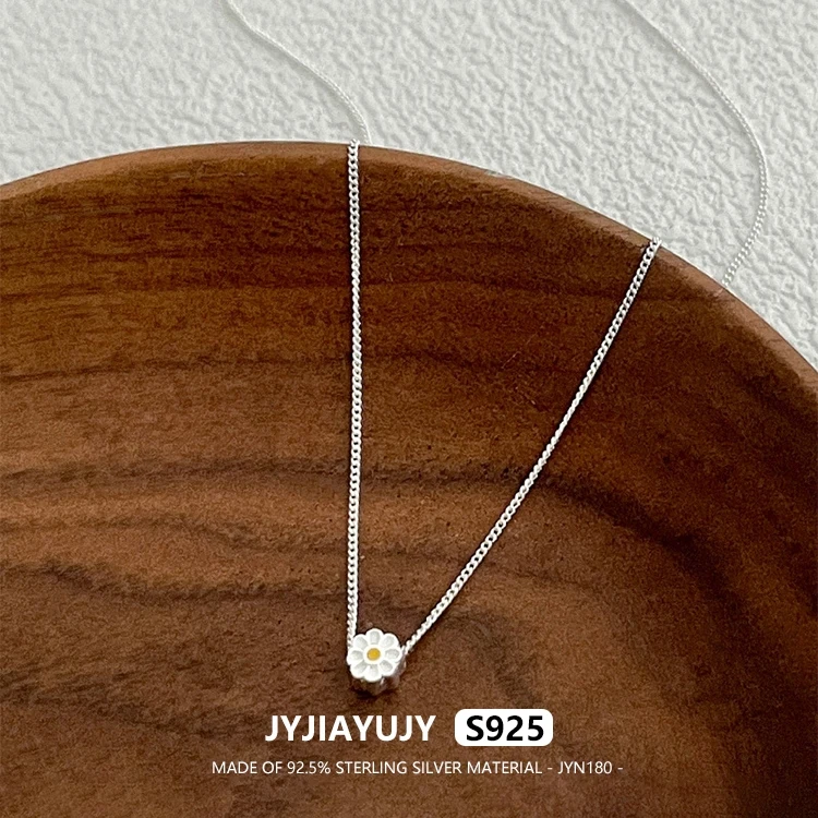 

JYJIAYUJY 100% Whole Original Sterling Silver S925 45CM Necklace Chain In Stock 5MM Daisy Fashion Jewelry Gift Daily JYN180