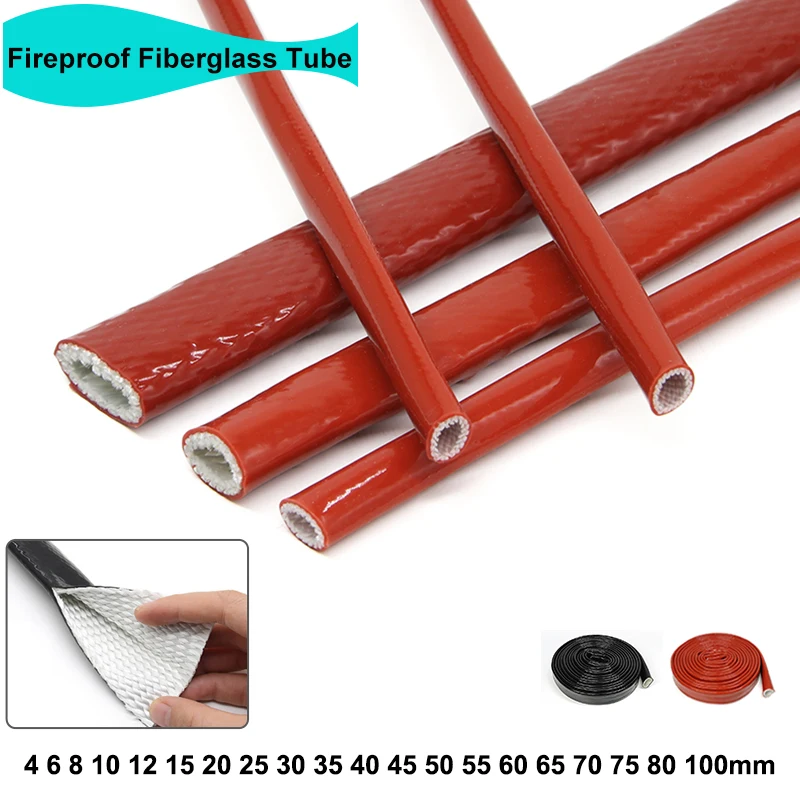 

Silicone Fiberglass Tube Coated Glass Fiber Braided Fireproof Sleeve High Temperature Cable Sleeve Fire Retardant Casing Pipe