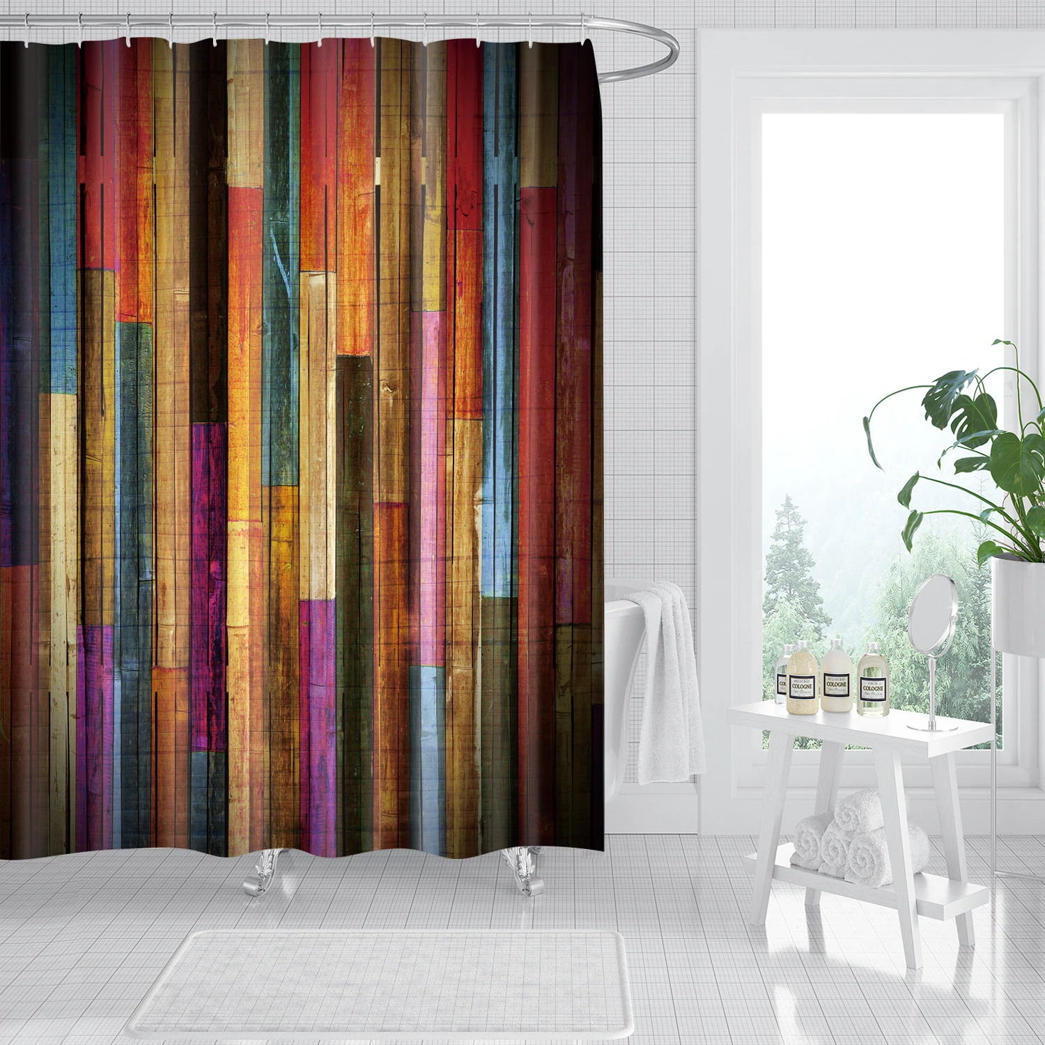 

Деревянная дверная занавеска для ванны, полиэстеровая занавеска-перегородка для Batoom Nordic Sle, ретро-элементы, подходит для всех