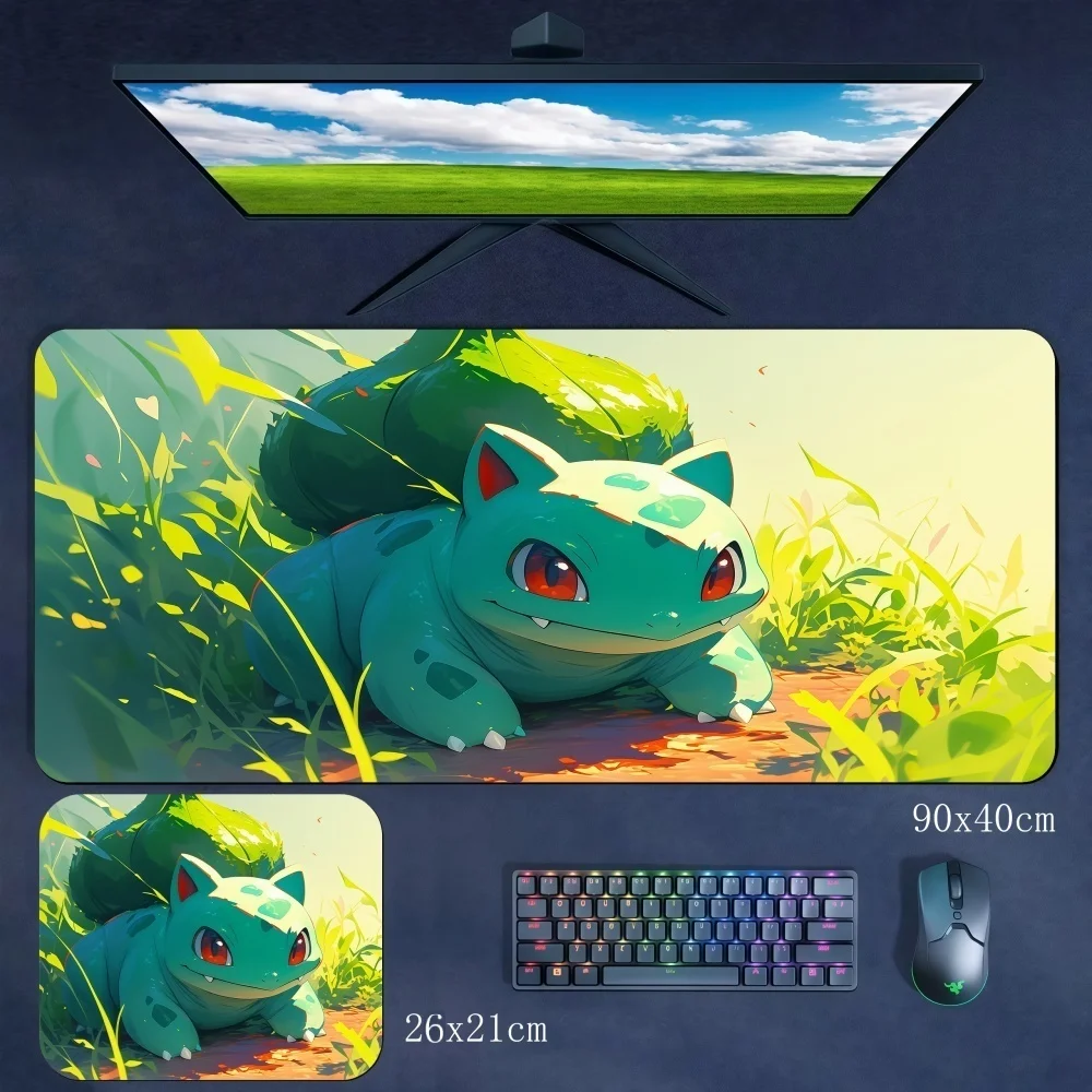 New Anime Pokémon Snorlax Bulbasaur Frog Seed Large Size Writing Desk Mat Gaming Accessories Boys Gaming Office Rubber Mouse Mat
