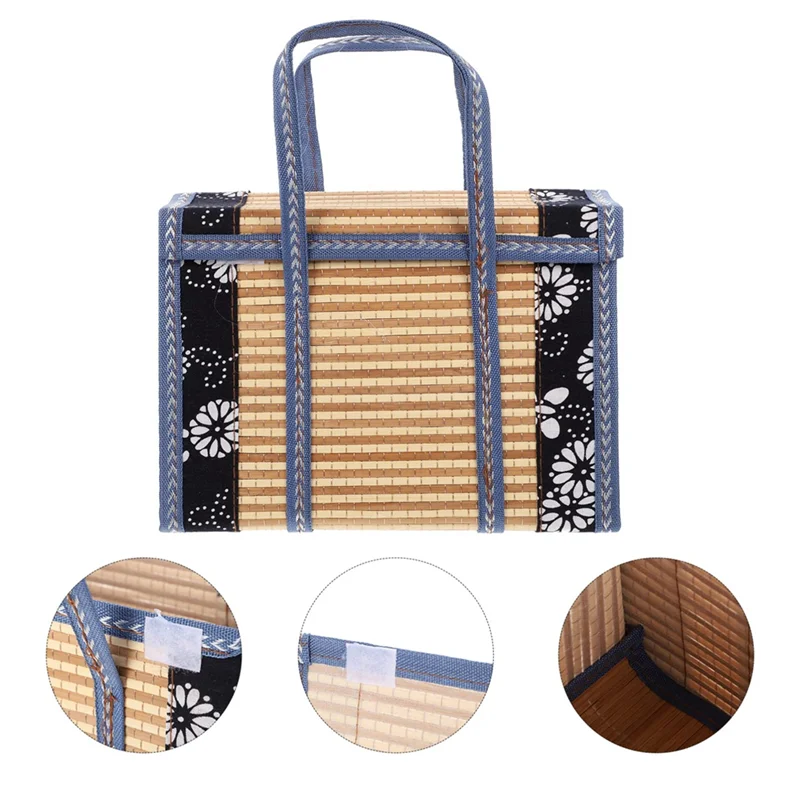 Cesta de regalo de bambú para Picnic, cesta de almacenamiento tejida a mano, organización al aire libre