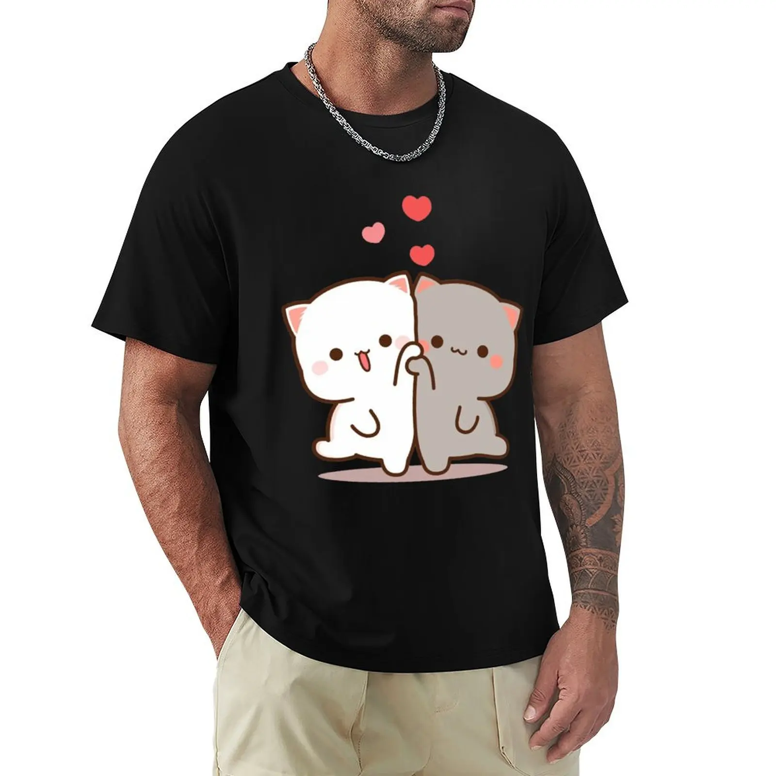 Peach and goma mochi cat T-Shirt Long Lasting Casual T-Shirt