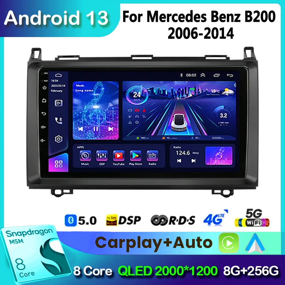 Android 13 Car Radio Multimedia Player for Mercedes/Benz W169 W245 W639 W906 Sprinter B160 B170 B200 Carplay Navigation GPS 2din