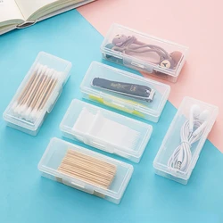 Portable Small Storage Box Clear Rectangular Plastic Collection Case for Jewelry Stationery Headwear Multipurpose Home Organizer