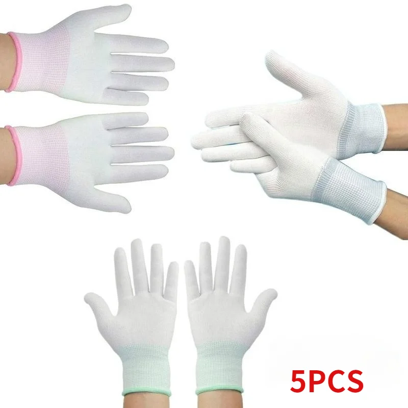 

Practical Gloves 5PCS Anti-static Gloves ESD Electronic Work Gloves PU Palm Coating with Fingers PC Non-slip Protection Fingers