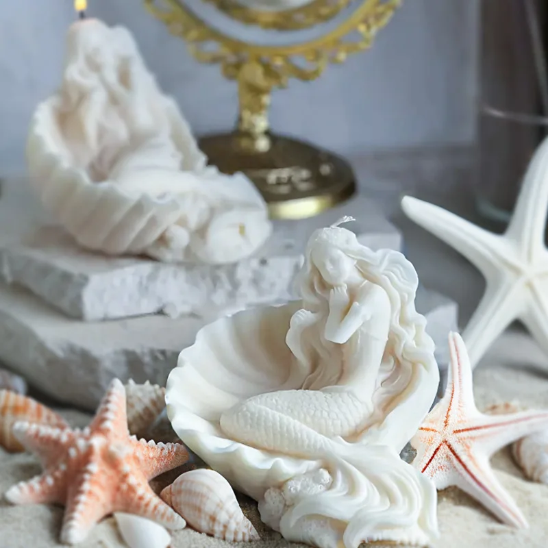 DIY Shell Mermaid Silicone Molds Candle Aromatherapy Plaster Mould Starfish Shell Decoration Candle Making Epoxy Resin Molds