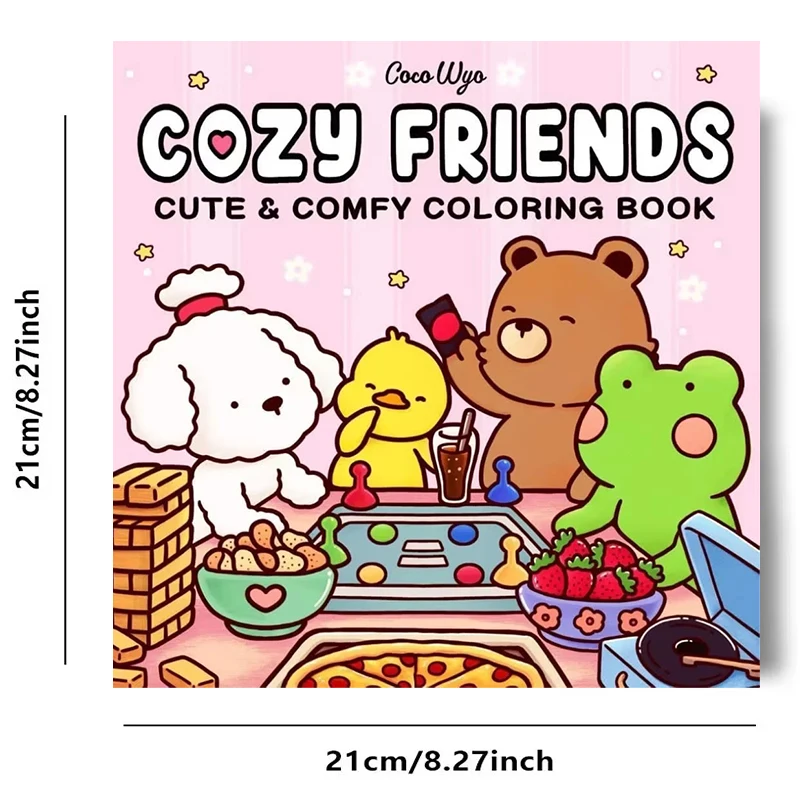 COZY FRIENDS Coloring Book-COMFY DAYS Painted book for Adults and Teens Featuring Adorable Creepy Creatures for New Year Gifts