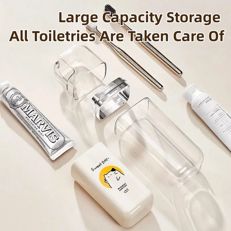 3 in 1 Portable Travel Toothbrush Cup Mouthwash Set Cute Cartoon Leakproof Toiletry Holder Business Trip Dormitory