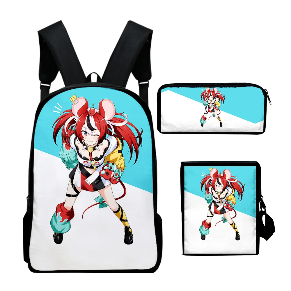 

Harajuku VTuber Hakos Baelz Anime 3D Print 3pcs/Set pupil School Bags Laptop Daypack Backpack Inclined shoulder bag Pencil Case