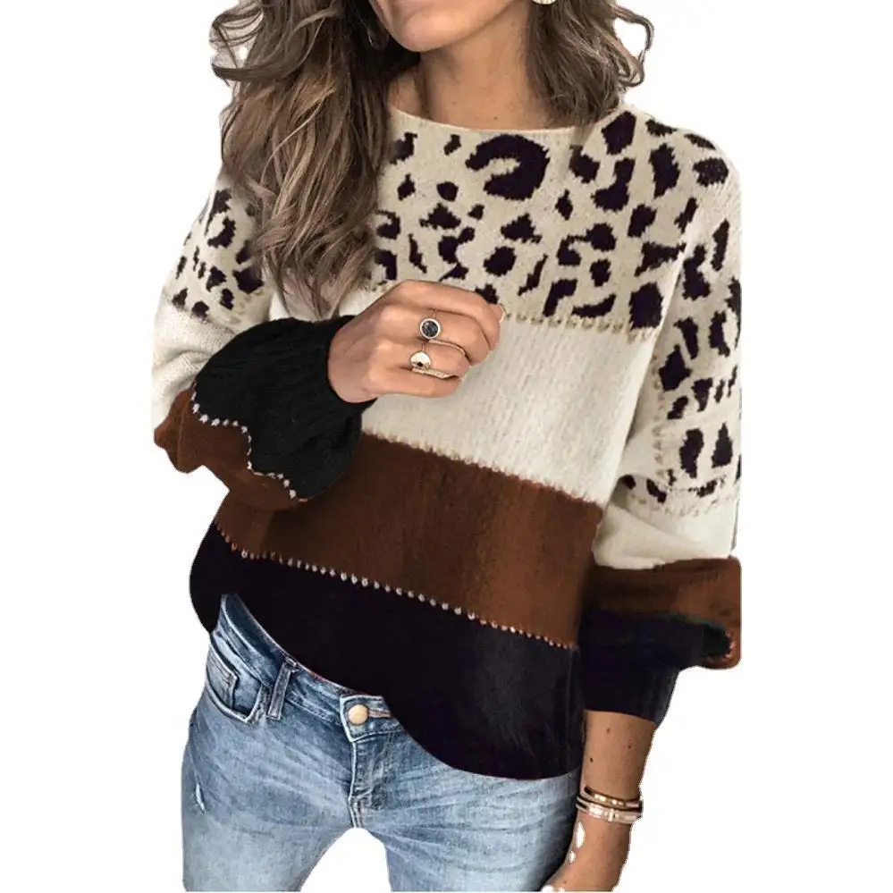 Women's Loose round Ne Sweater Knitted Cotton Blend Knitwear Casual Comfortable Sle for Autumn Winter Season