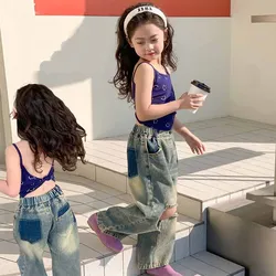 Kids Jeans Ripped Jeans Boys and Girls Pants for Girls Wide Leg Jeans 3 To 7 Years Children Clothes for Boys