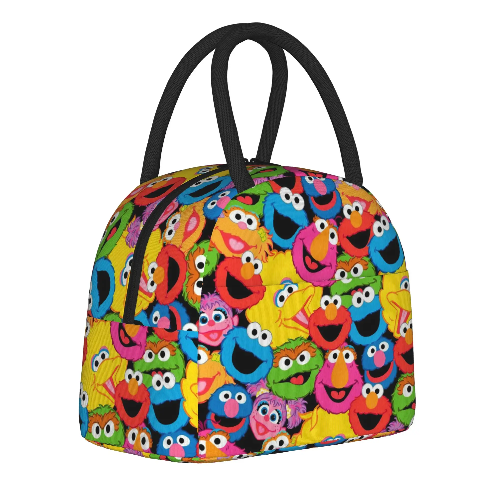 Elmo Insulated Lunch Bags Cooler Bag Reusable,Lunch Container Sesames Streets High Capacity Tote Lunch Box Food Handbags