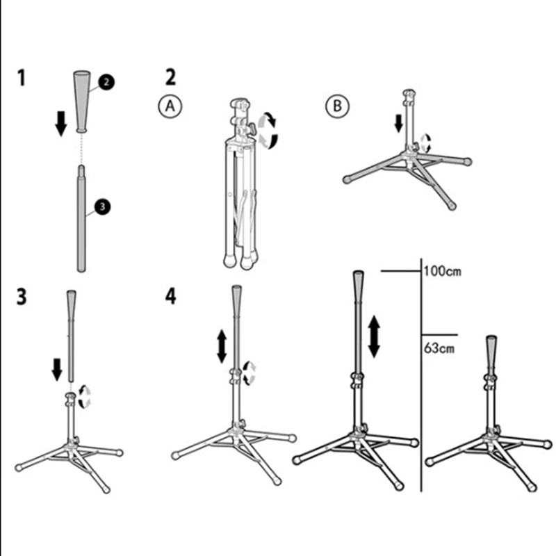 1 Piece 25Inch-39.5Inch Baseball Accessories For Hitting Height Adjustable Practice Training Travel Tee Ball Stand