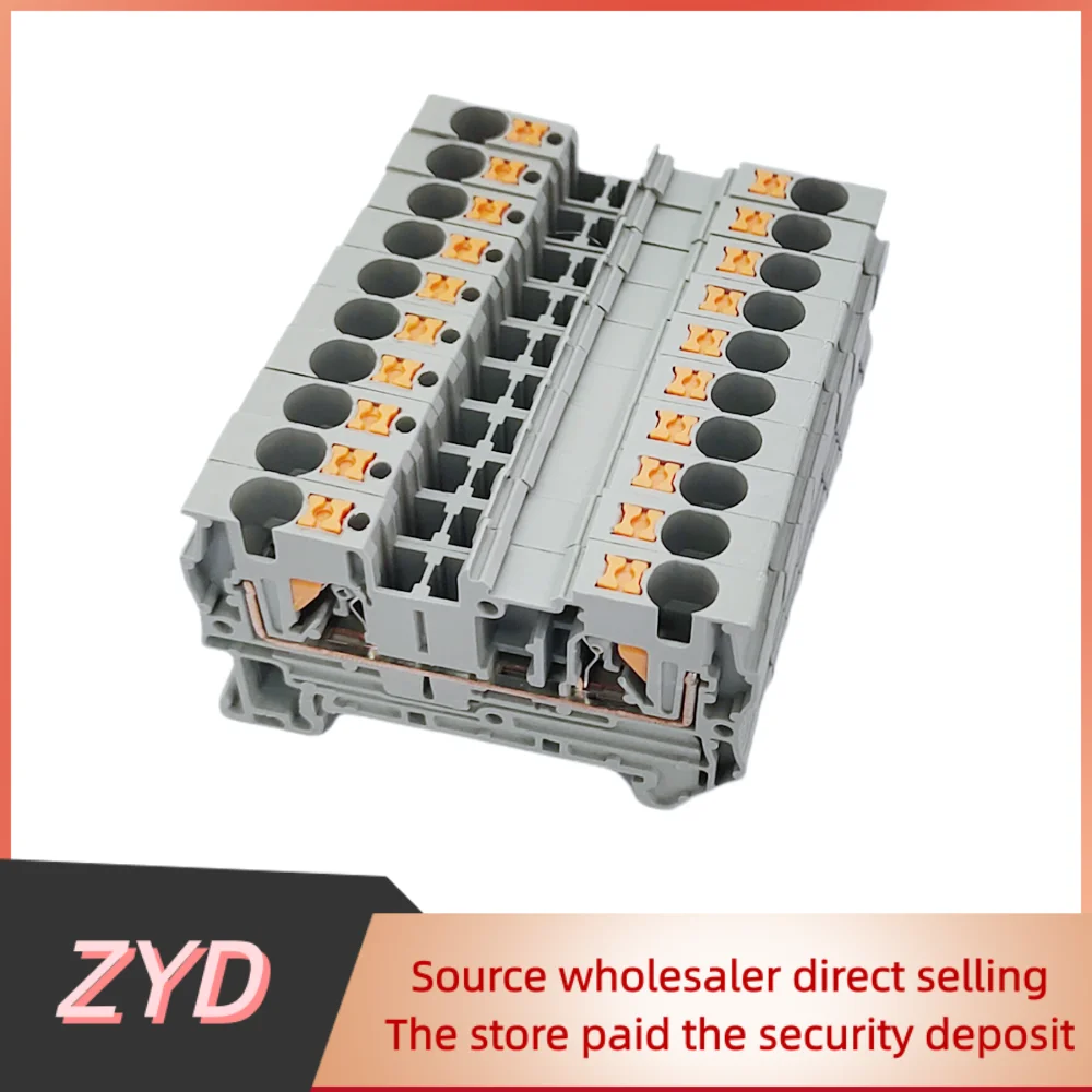 ZYD PT4 Push-in Din Rail Terminal PT-4 4mm Cable Connector Electrical Connect Din Rail Screwless Terminal Block
