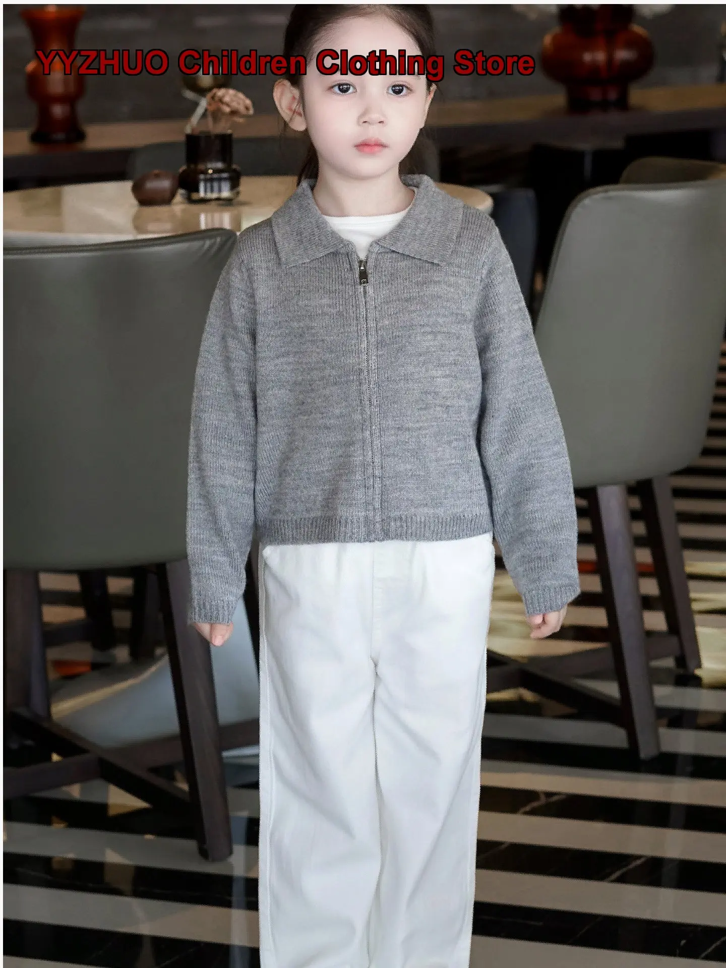 AnnieGirl Spring Casual Kids Polo Collar Knit Top Casual 2026