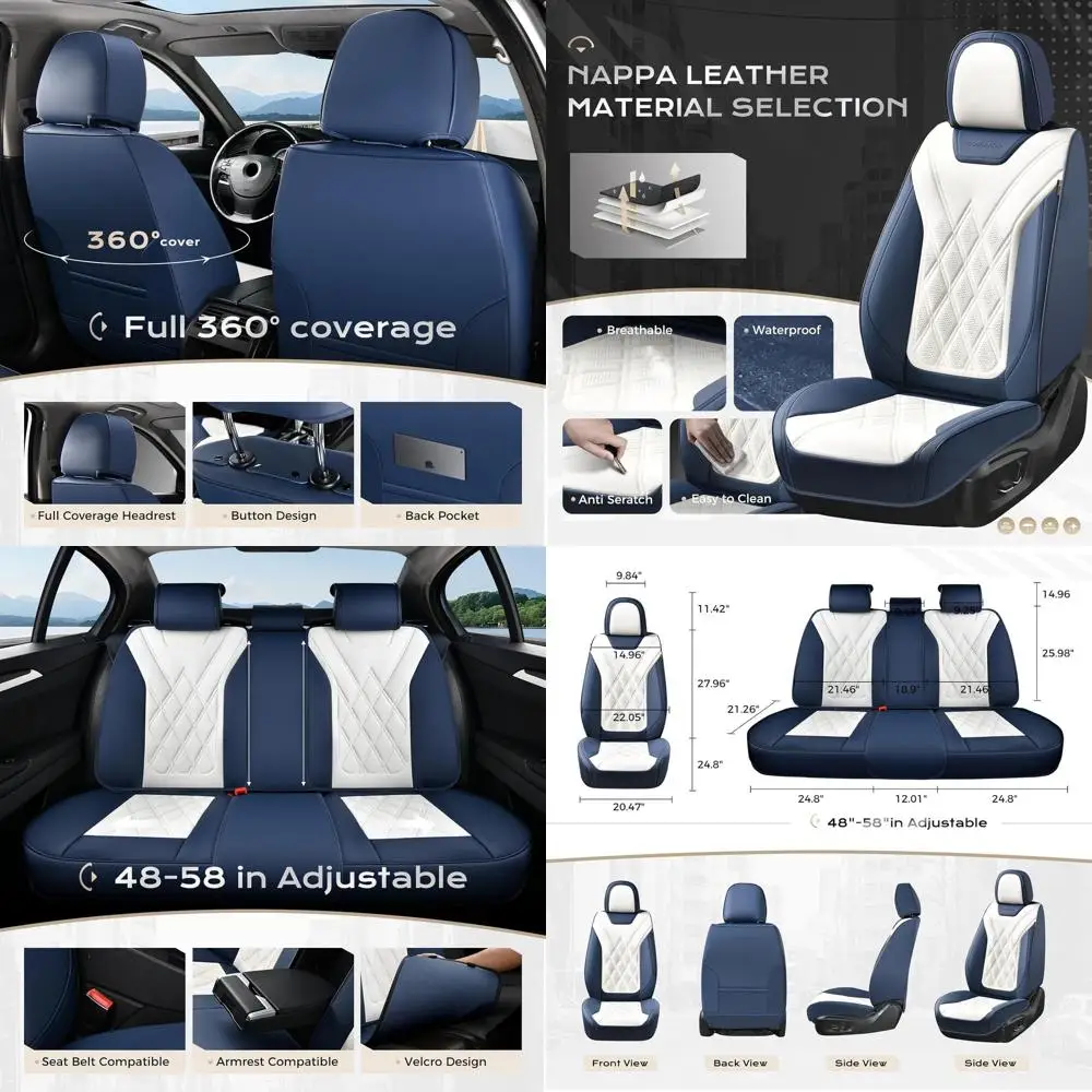 

Car Seat Covers Full Set, Seat Covers for Cars, Waterproof Leather Automotive Seat Cover, Universal Car Interior Protectors Cush