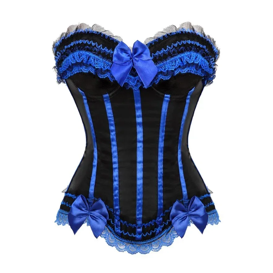 Plus Size Corset Steampunk Woman Sexy Plus Size Striped Bustiers Waist Trainer Zip Korsett with Lacing Dance Party Costumes