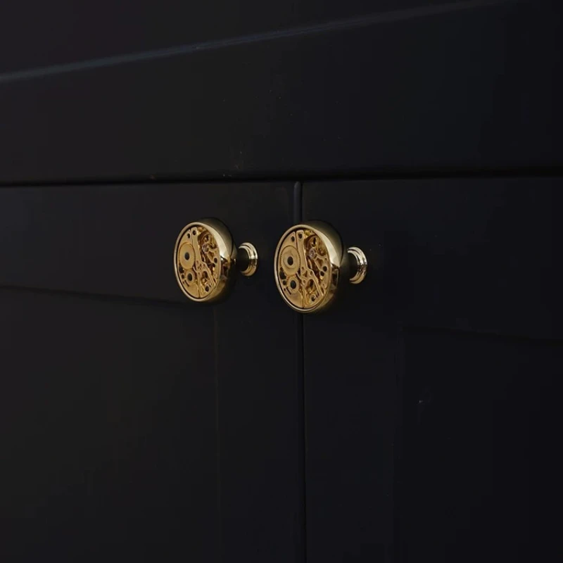 Mechanical Aesthetics Niche Personality Gold Cabinet Door Handle Wardrobe Door Shoe Cabinet Drawer Brass Small Handle