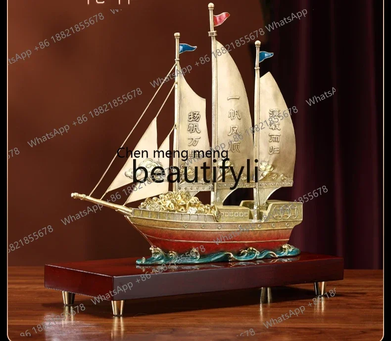 Boat ornaments, all copper, smooth sailing, sailing ornaments, new Chinese gifts, home furnishing, living room