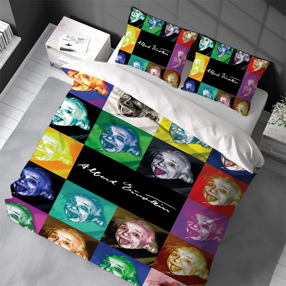 

Art Albert E-Einstein-Math Duvet Cover Set Home Style Bedding Soft Laundry Cotton Bed 3 Piece Set Student Dormitory Gift
