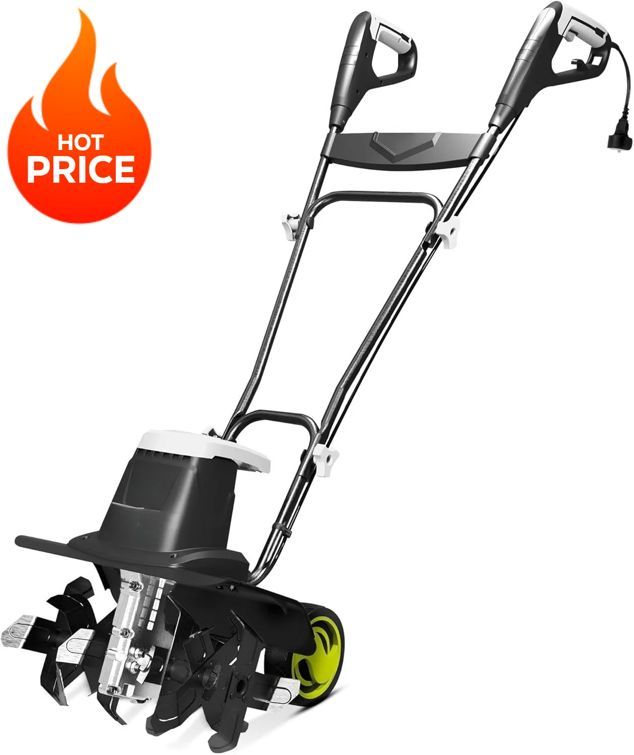 

Electric Garden Tiller Cultivator, Steel Tines, 12 Amp, 16 Inch, Black - Heavy-Duty Gardening Machine, Lawns & Yards