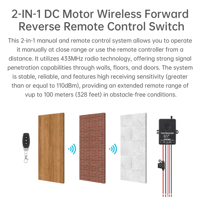 

AA08-DC электромагнитное реле двигателя лебедки, контактор, переключатель дистанционного управления, беспроводной прямой и обратный DC 5 В-48 В, 10 А, линейный контроллер