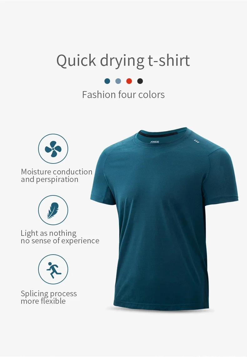 AONIJIE L-FM5125 Men Male Sports Quick Drying T-shirt Short Sleeve Breathable Tees Tops Summer For Outdoor Running Gym Daily