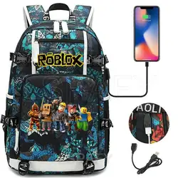 ROBLOX Backpack Men Women Large-capacity School Bag USB Charge Multi-function Backpack Students Laptop SchoolBags