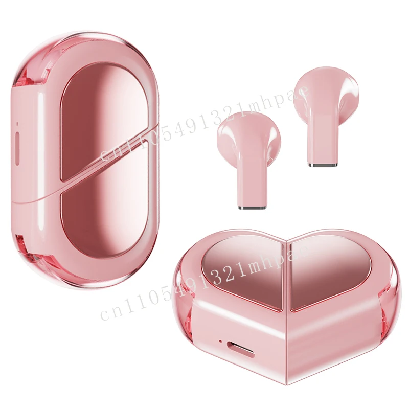 

TWS K520 Wireless Earplugs Cute Heart Design Waterproof In-Ear Sports Headphones BT5.3 Girls Gaming Headset