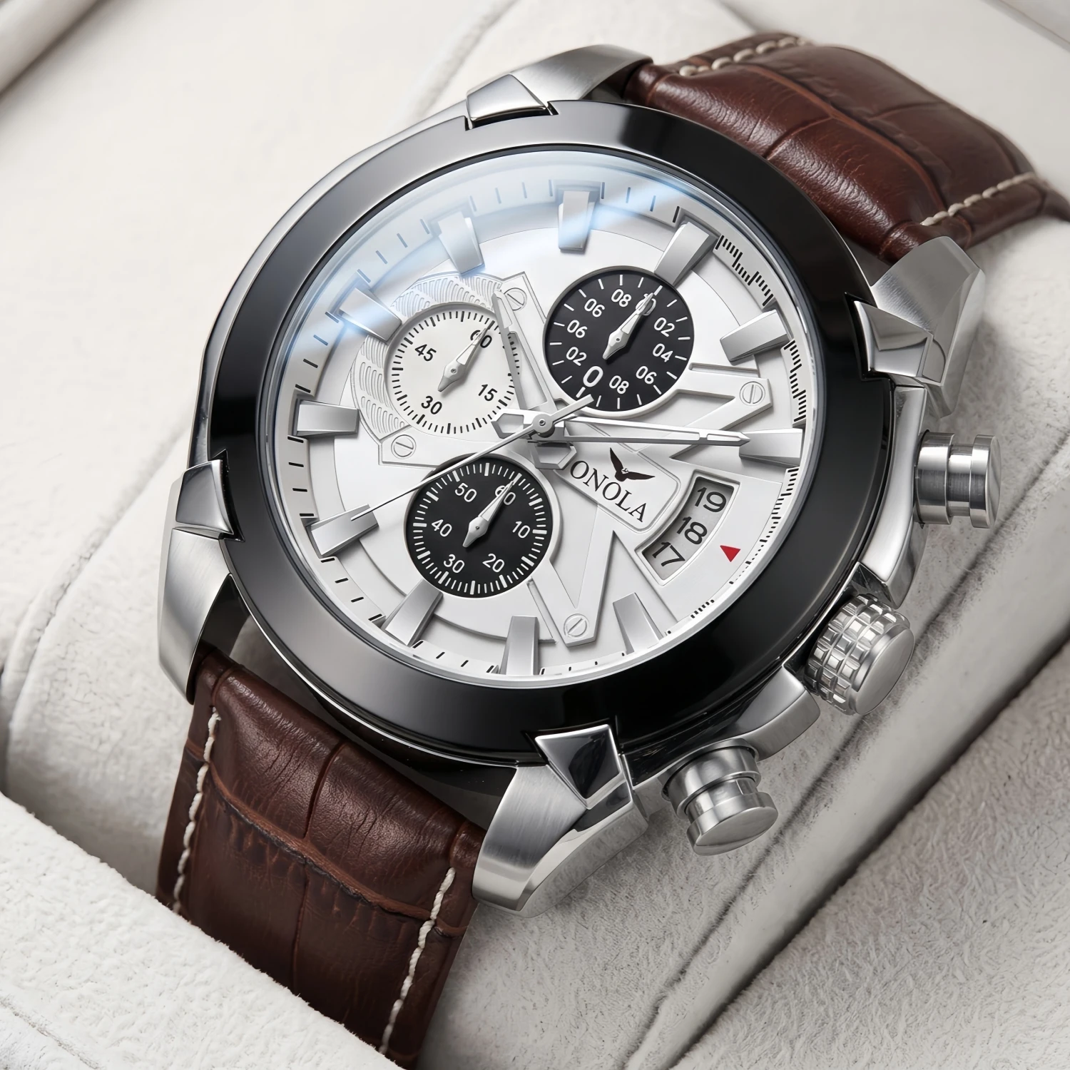 ONOLA men's casual business quartz chronograph watch with multiple dials and racing inspiration men's watch gift