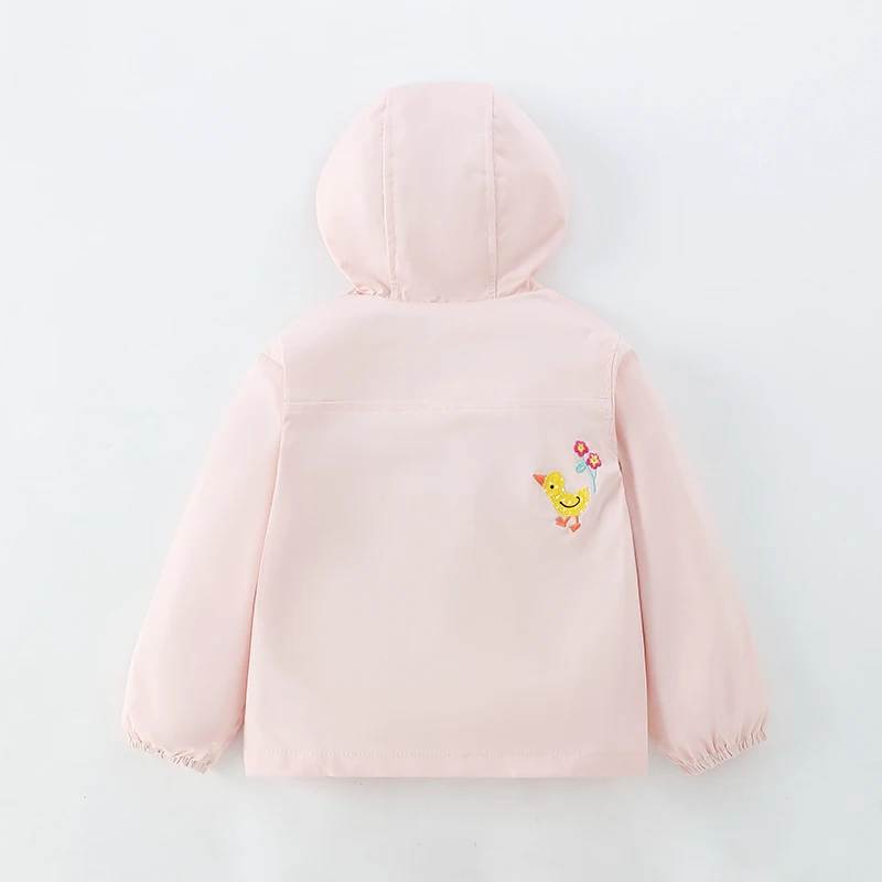 Little maven Autumn Lapel Collar Jacket Trench Coat Duck Embroidery Flowers Hoodie Outwear Casual Kids Clothes Hooded Cardigan