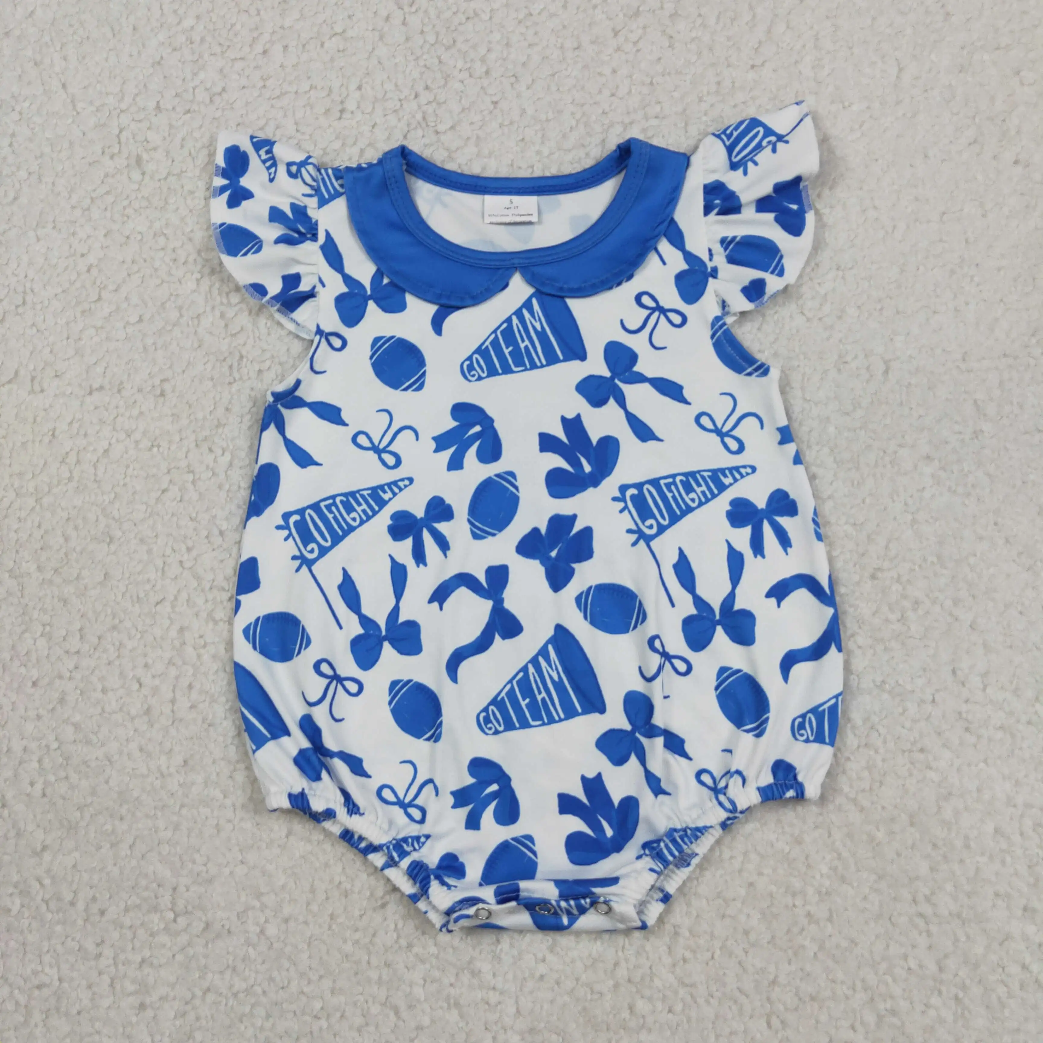 

Wholesale Newborn Infant Bows Bodysuit Kids Toddler Blue Ruffle Bubble Romper Baby Girl Children Girls Summer Clothes