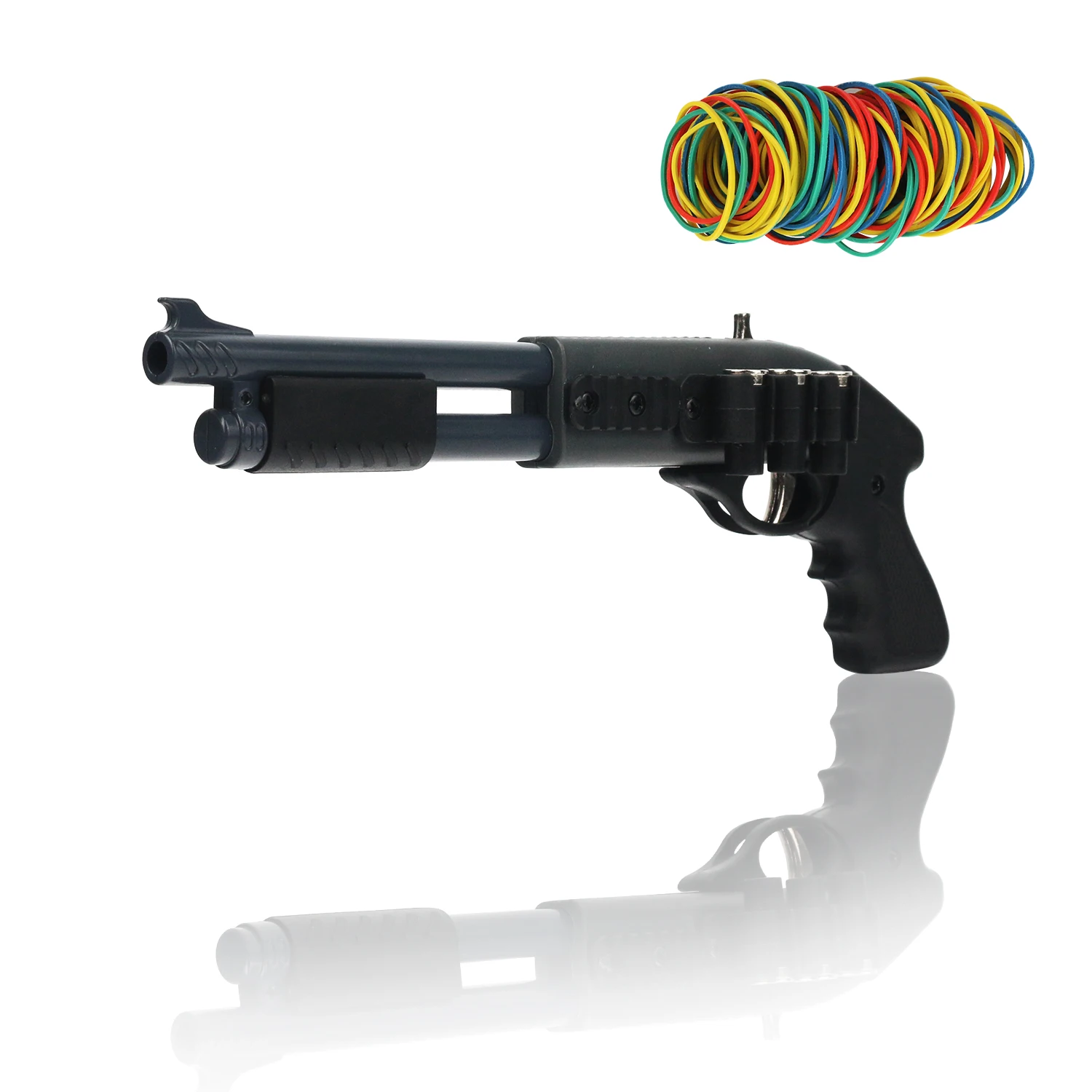 Mini alloy gun+30 pieces plastic rubber band, miniature model ornament soft bullet gun