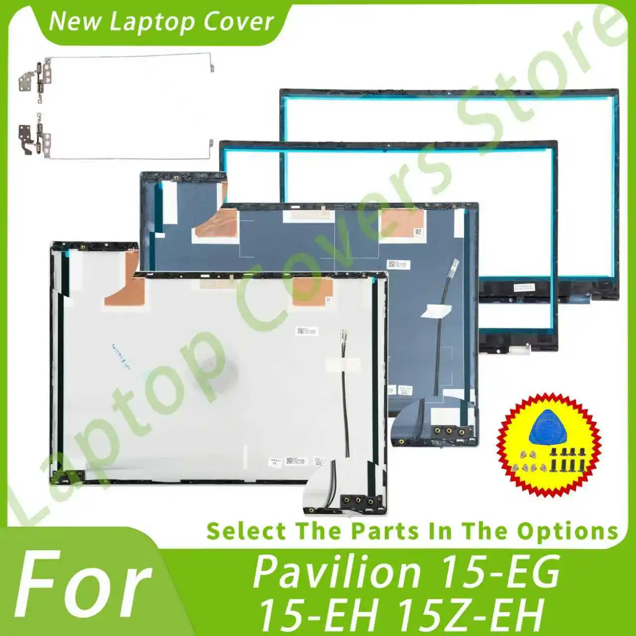 

Cover/Bezel/Hinges For Pavilion 15 15-EG 15-EH 15Z-EH TPN-Q245/Q246 LCD Back Cover Frame Silver/Blue/Gold Replace 15.6inch Metal