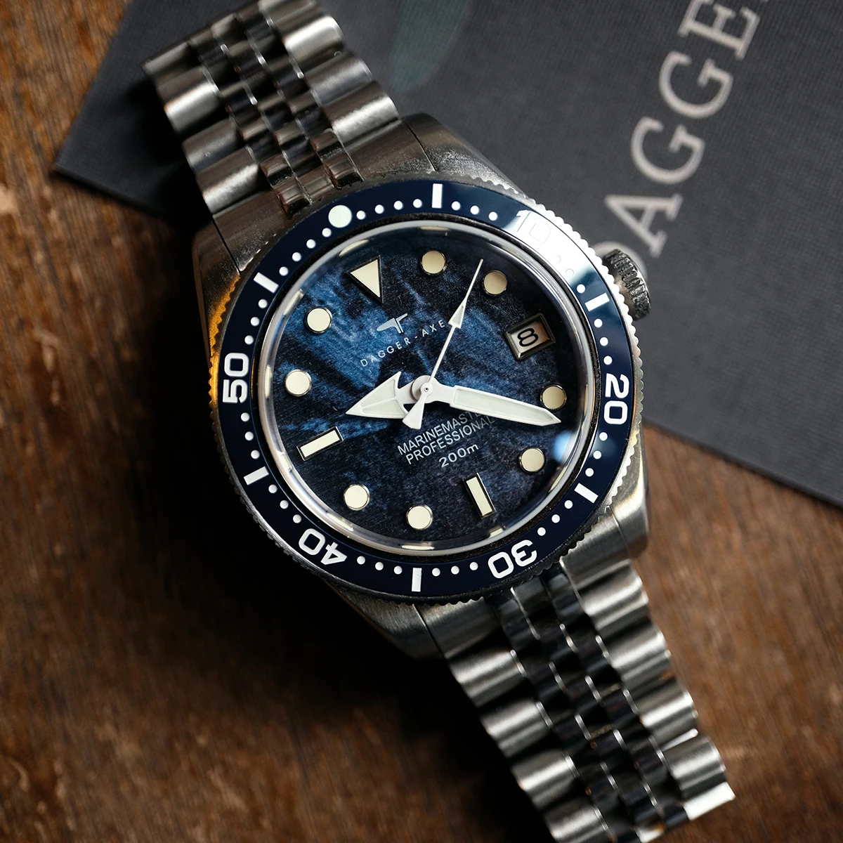DAGGERAXE Männer Automatische Uhr 39mm Mechanische Armbanduhr Sport 10ATM Wasserdicht C3 Leucht Saphir NH35 Keramik Lünette
