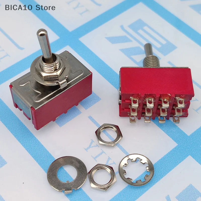 1 قطعة 12Pin تبديل مفاتيح الأحمر 2/3 موقف ON-ON DPDT مفاتيح تبديل صغيرة 5A/125 فولت-2A/250 فولت التيار المتناوب MTS-402 مفتاح بـزر دفع
