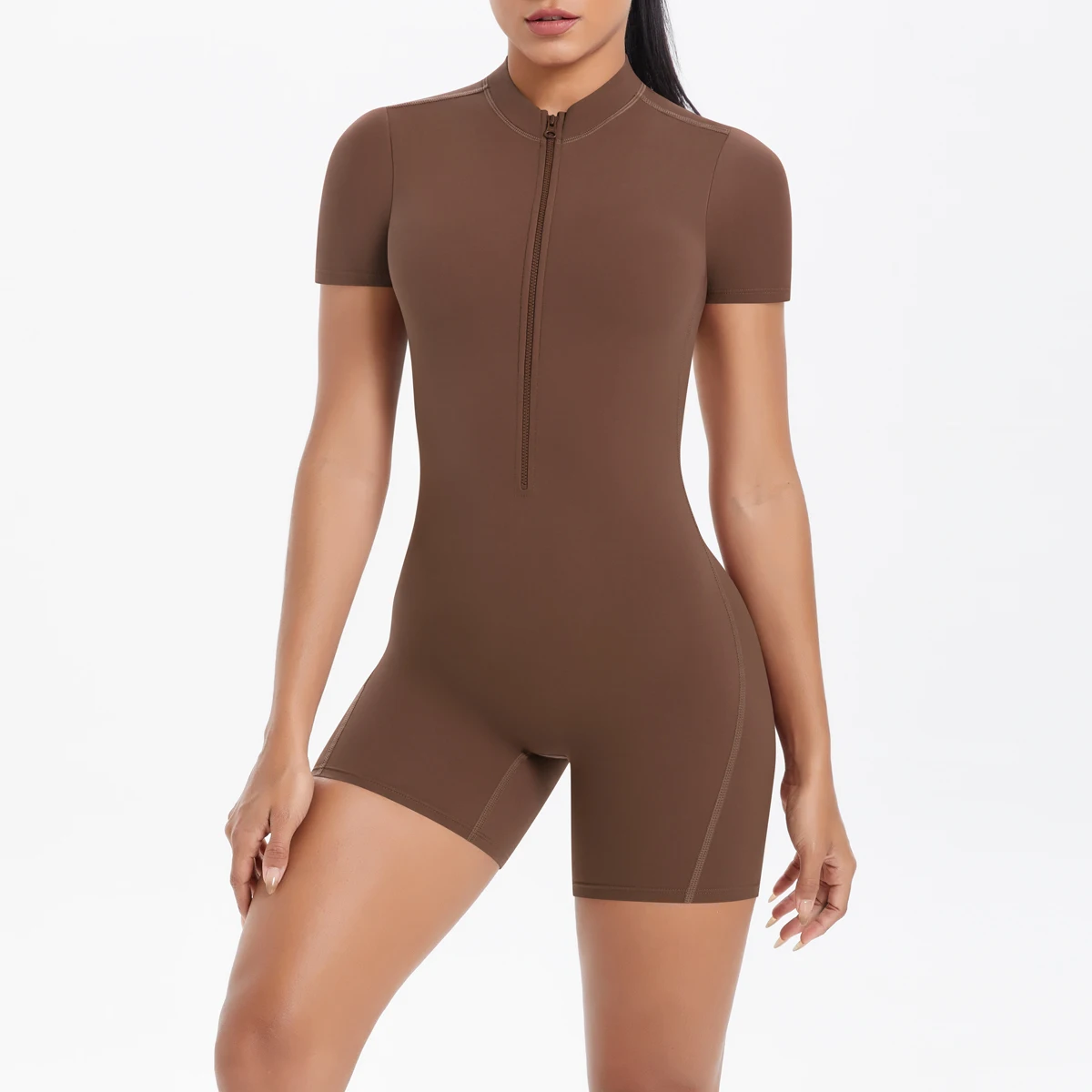 Zipper Gym Overall Kurze Frauen Yoga Sets Sport Outfits Weibliche Yoga Overalls Workout Kleidung Fitness Anzug frau Trainingsanzug – Detail 6