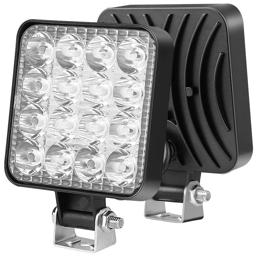 12V Waterproof Led Work Light Bar Square Spotlight 48W Work Light Headlight For SUV Truck Off Road Night Driving Light