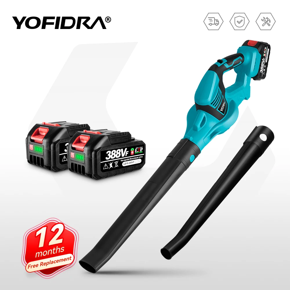 Yofidra-Souffleur d\'air électrique sans fil pour Makita, outil de jardin, haute injuste, déterminer le cuir chevelu, la neige, la poussière,