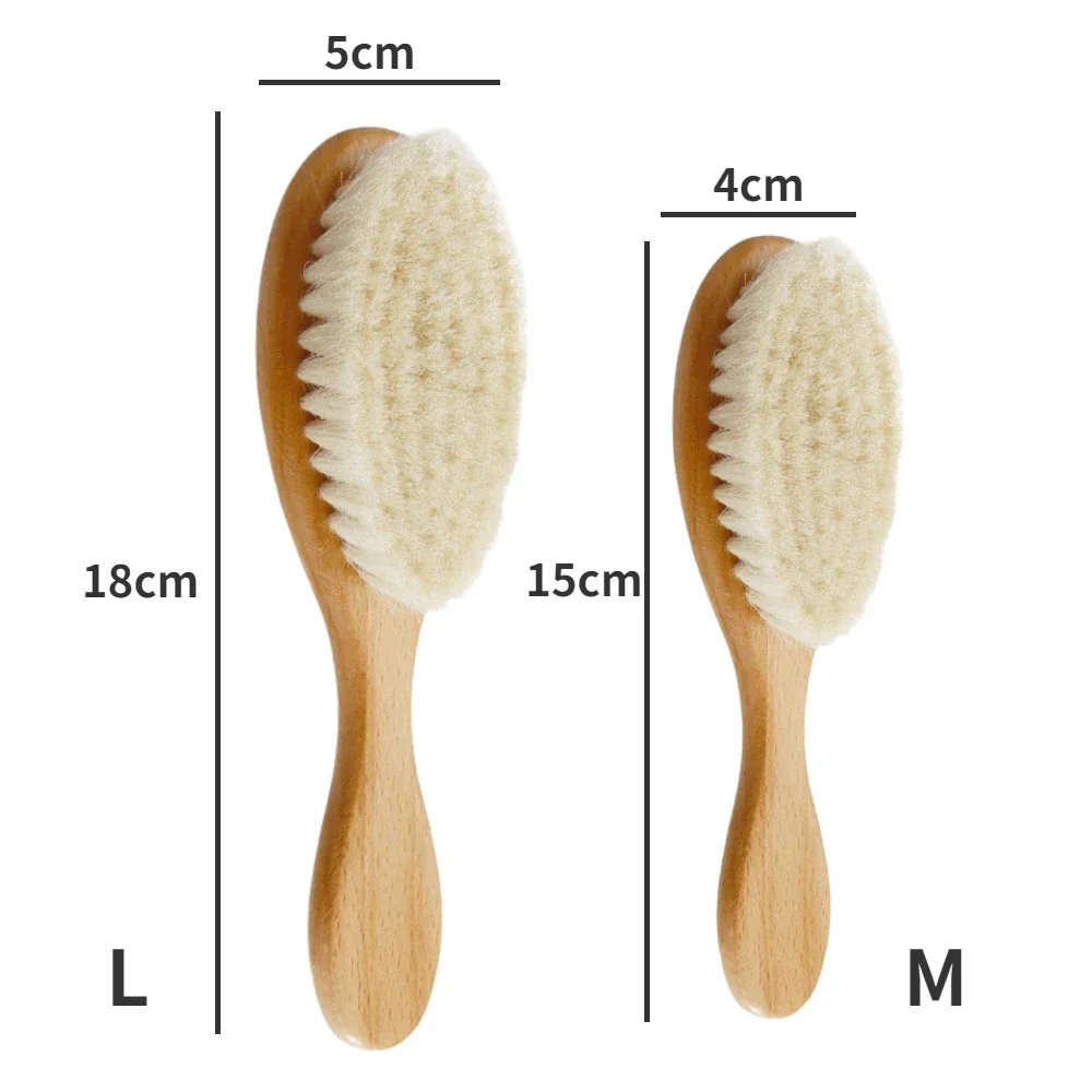 New Baby Care Pure Natural Wool Baby Wooden Brush Comb Brush Baby Hairbrush Newborn Hair Brush Infant Comb Head Massager