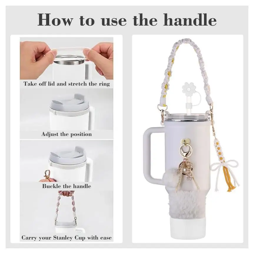 for Stanley Set for Stanley Cup Accessory Set Including Silicone Straw Cover Silicone Cup Sleeve Water Bottle Handle Str view 4