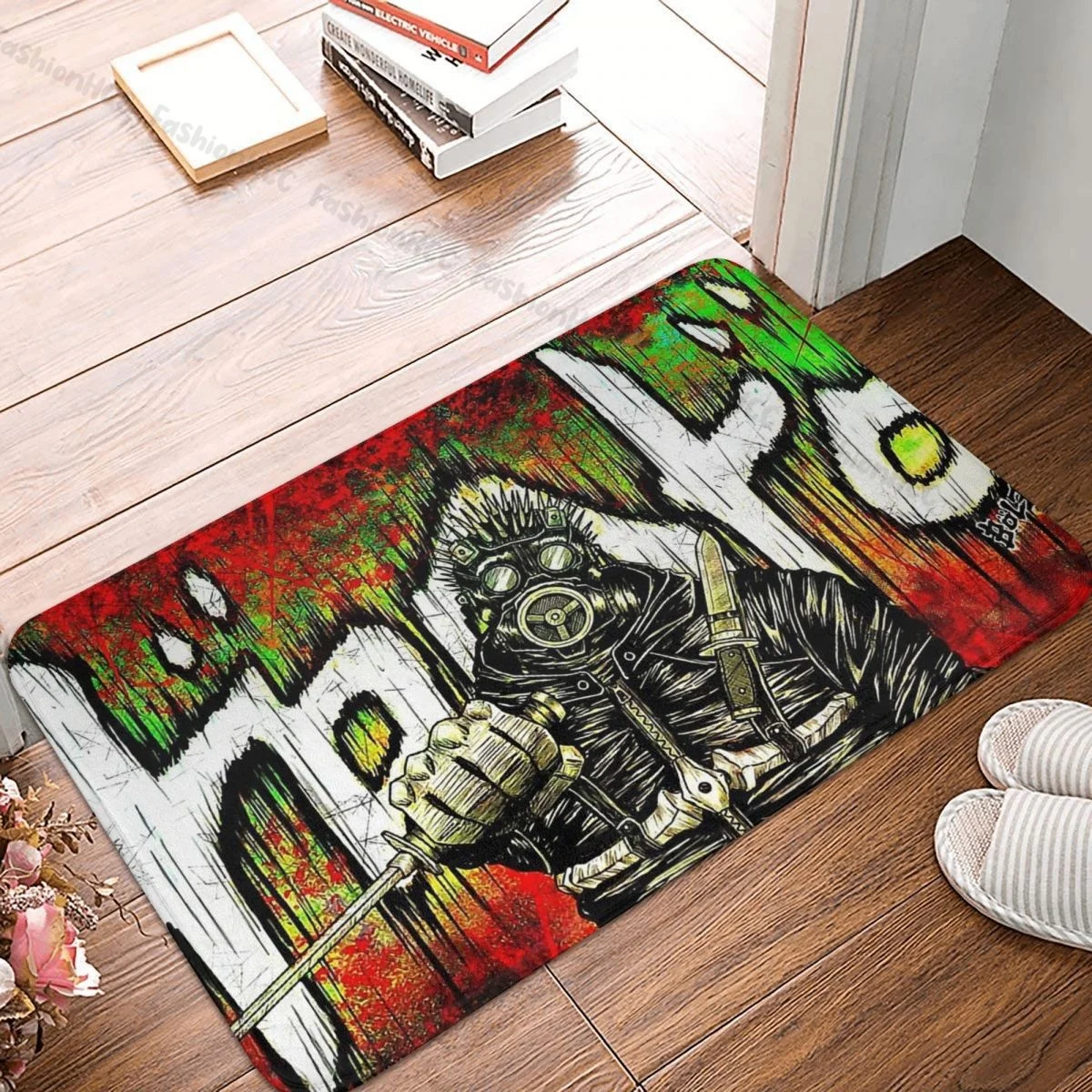 Dorohedoro Non-slip Doormat WELCOME TO HOLE Bath Bedroom Mat Welcome Carpet Flannel Pattern Decor