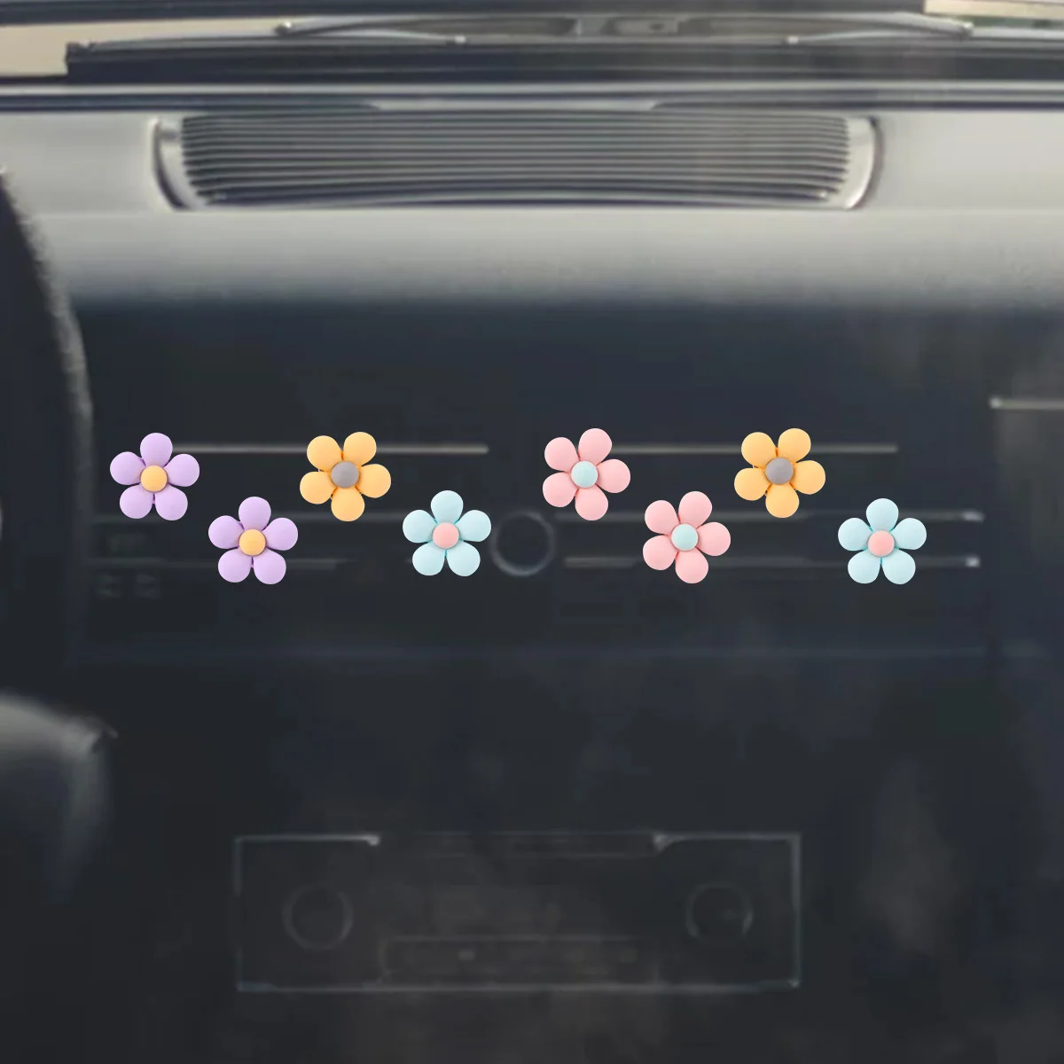

10Pcs Car Vent Flower Clips Resin Flowers Car Interior Accessories Creative Decor Bright Color Mini Air Vent Clip to Uplift Mood