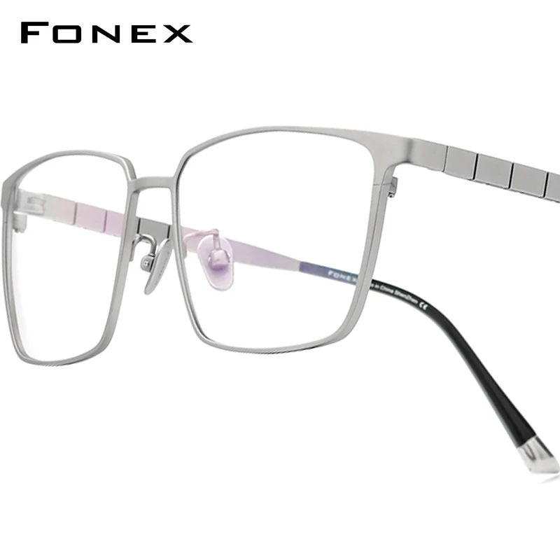 FONEX Pure Titanium Glasses Frame Men Brand Design Eyeglasses Frame Full Square Japanese Ultralight High Quality Eyewear 85658