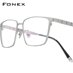 FONEX Pure Titanium Glasses Frame Men Brand Design Eyeglasses Frame Full Square Japanese Ultralight High Quality Eyewear 85658