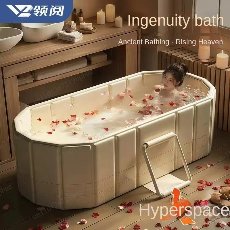 Foldable Portable Ice Bath Tub, Large Collapsible Cold Plunge Tub with Dual Drainage, For Hot Bath & Ice Bath