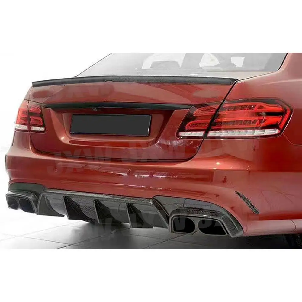 أطراف عادم الناشر الخلفي للسيارة من ألياف الكربون JXWANCF لسيارة Benz E Class W212 E63 AMG 2014 -2016 غير قياسية #3
