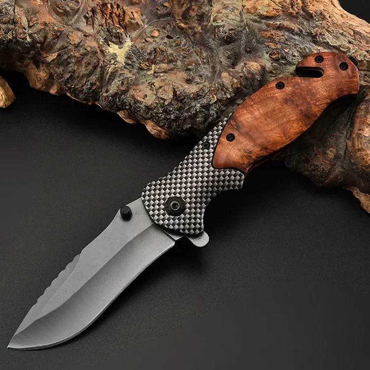 Damascus Steel Folding Knife 9CR18MOV Steel Camping Pocket Knife Outdoor Folding Blade Knife Portable EDC Tool with Clip