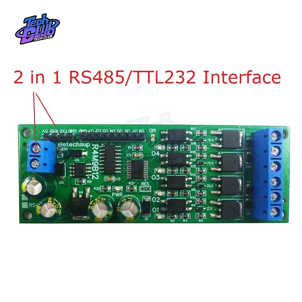 DC 12V 24V RS485 Solid State Relay Module 4CH MOS Transistor and 8CH TTL Level Output Board Modbus Power Supply