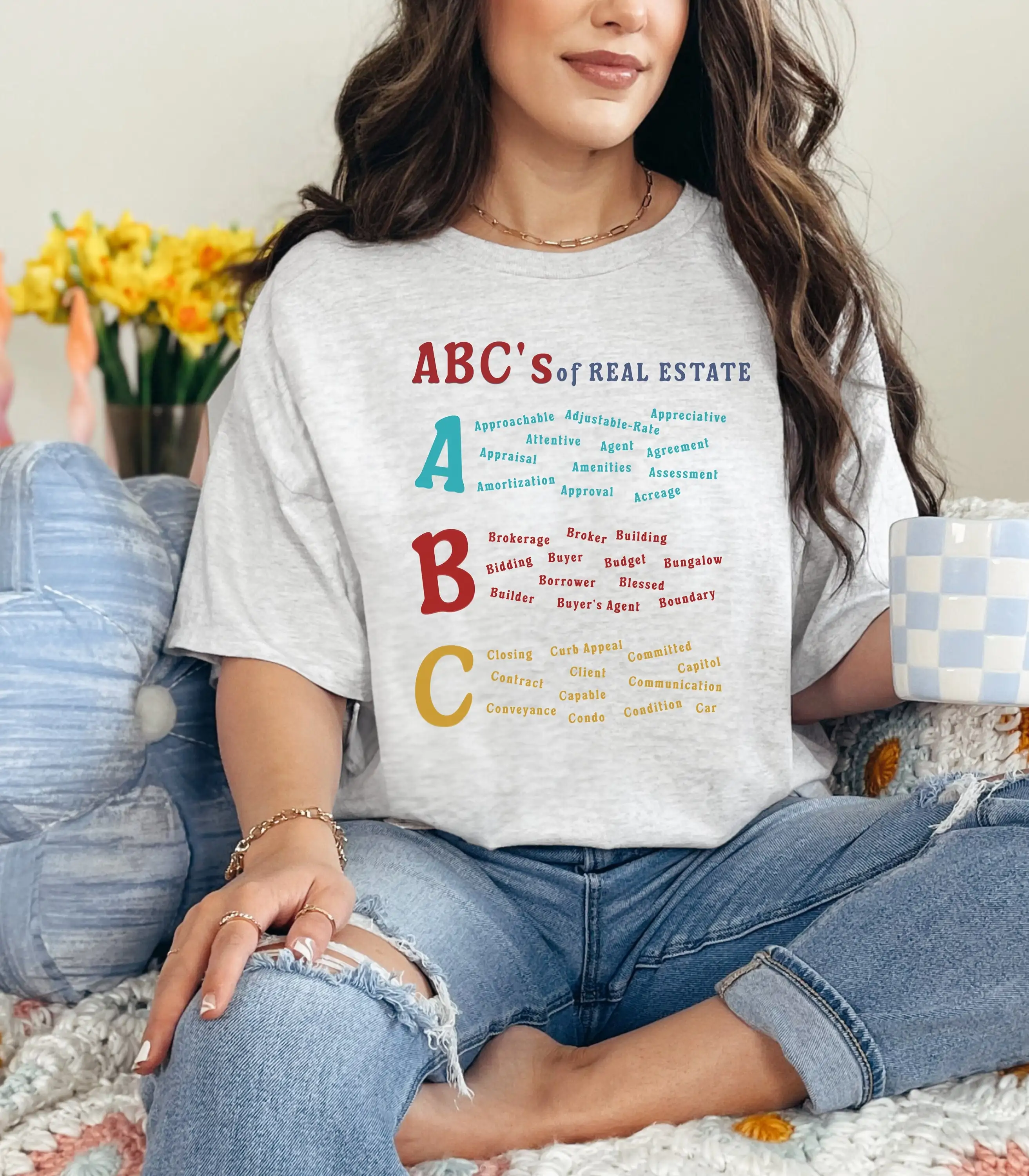 Abc Real Estate T Shirt Alphabet Realtor Agent For Closing Fun